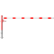 Swing barrier | with pull rope reinforcement | for casting in concrete, hot-dip galvanized and white coated with red reflecting stripes | Barrier arm length: 3500 mm | with triangular lock